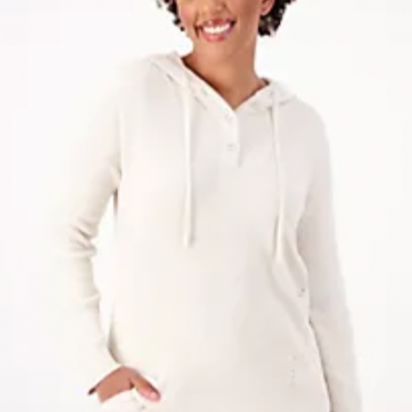 Barefoot Dreams CozyChic Ultra Lite Hoodie Women’s Size S | White Ribbed - Picture 1 of 8